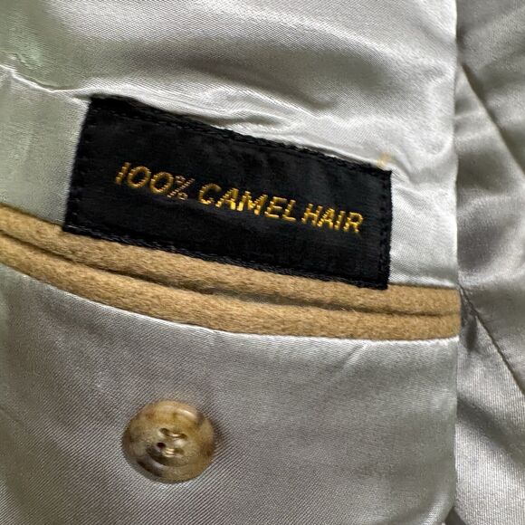 Vintage Lands End Mens Camel Hair Blazer 46L Tan Classic Preppy Old Money - Picture 8 of 9